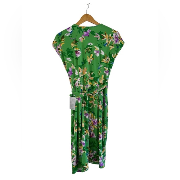 Maggy London Floral Tie Waist Midi Dress V-Neck Cap Sleeve NWT Size 8 - Picture 6 of 14